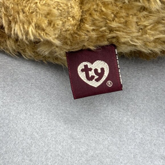 Jangle Fuzzy Brown Bear Attic Treasures Red Velvet Scarf Hat Bell TY Posable 8" - Picture 8 of 9